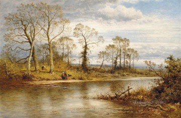 Un río inglés en el paisaje otoñal Benjamin Williams Leader Pinturas al óleo